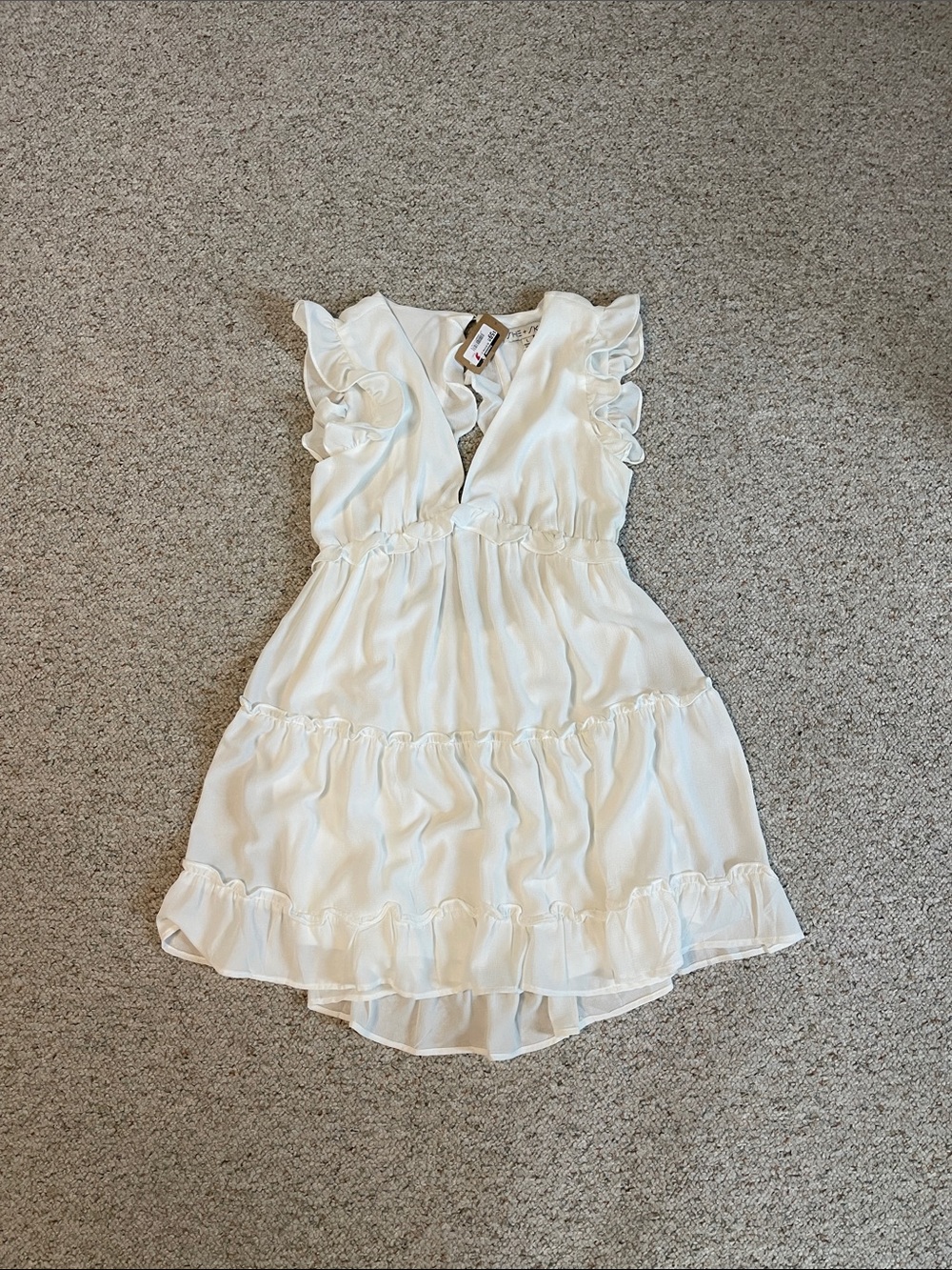 She + Sky Women’s White Ruffle Tiered Mini Dress